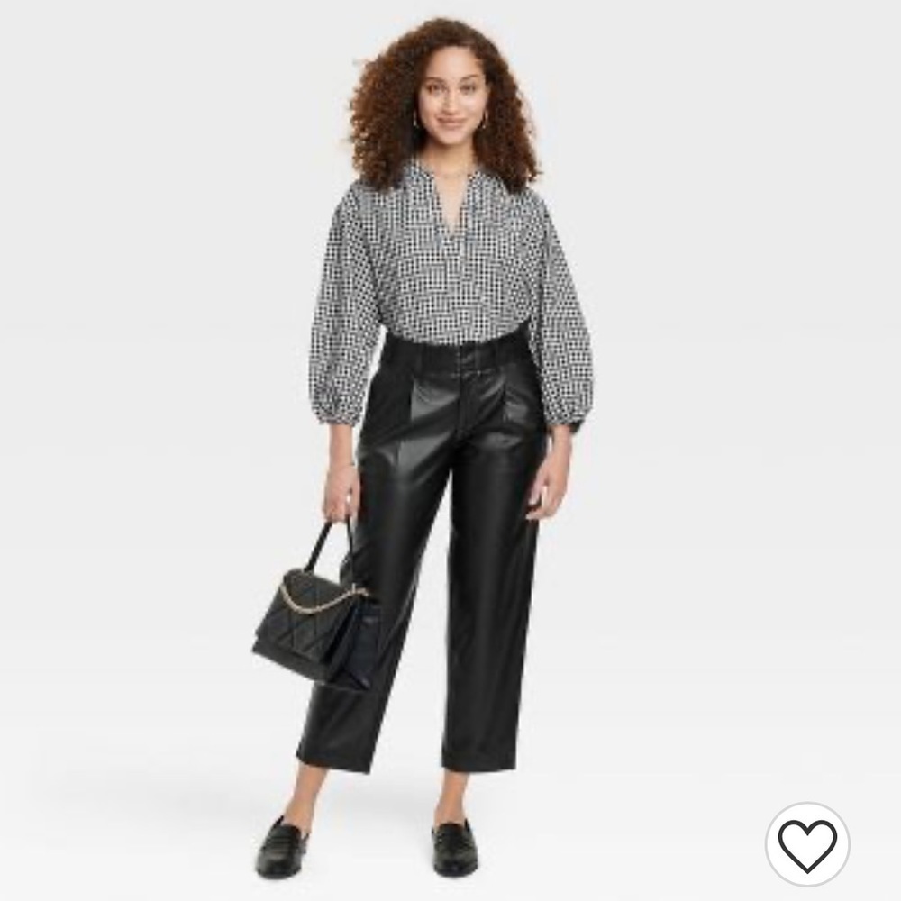 A NEW DAY Popover Top in Black/White Gingham NWT Small - Picture 13 of 13